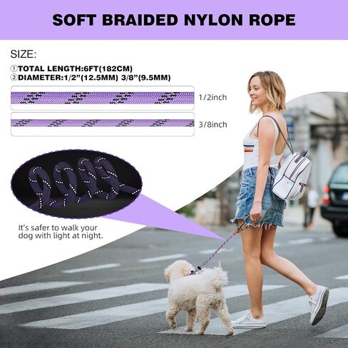 lynxking Slip Lead Dog Leash Reflective, Heavy Duty Comfortable Strong Rope Leash for Large, Medium Dogs, No Pull Pet Training Leash (Light Purple, Large 1/2in x 6ft-Slip Lead) in Kuwait
