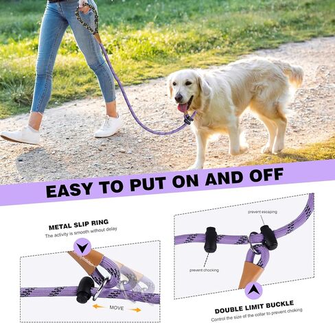 lynxking Slip Lead Dog Leash Reflective, Heavy Duty Comfortable Strong Rope Leash for Large, Medium Dogs, No Pull Pet Training Leash (Light Purple, Large 1/2in x 6ft-Slip Lead) in Kuwait