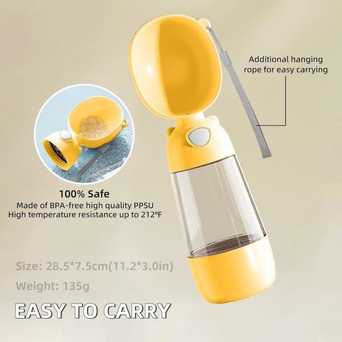 Dog Water Bottle for Walking, Multifunctional and Portable Dog Travel Water Dispenser with Food Container, Detachable Design Combo Cup for Drinking and Eating in Saudi Arabia