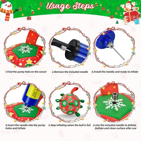 Christmas Soccer Ball Dog Toy with Straps Dog Interactive Play Balls for Tug of War Christmas Tree & Snowflower Pattern Dog Soccer Ball for Small Medium Big Size Dog (8 inches) in Saudi Arabia
