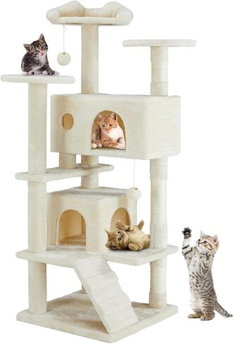 Elevon Cat Tree, 54in Modern Multi-Level Cat Tree Tower with Sisal-Covered Scratching Posts and Cozy Perches for Indoor Cats, Anti-tilt in Saudi Arabia
