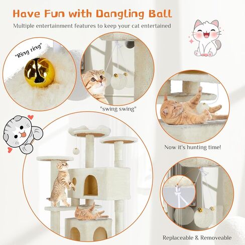 Elevon Cat Tree, 54in Modern Multi-Level Cat Tree Tower with Sisal-Covered Scratching Posts and Cozy Perches for Indoor Cats, Anti-tilt in Saudi Arabia