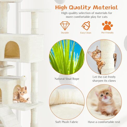 Elevon Cat Tree, 54in Modern Multi-Level Cat Tree Tower with Sisal-Covered Scratching Posts and Cozy Perches for Indoor Cats, Anti-tilt in Saudi Arabia