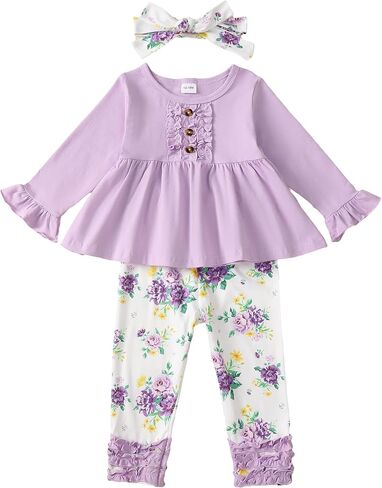 18 Months Girl Clothes Toddler Baby 24 Months Girls Clothes Cute Gray Pants Ruffle Long Sleeve Top 18-24 Months Girl Clothing Winter Fall Outfit Sets in Saudi Arabia