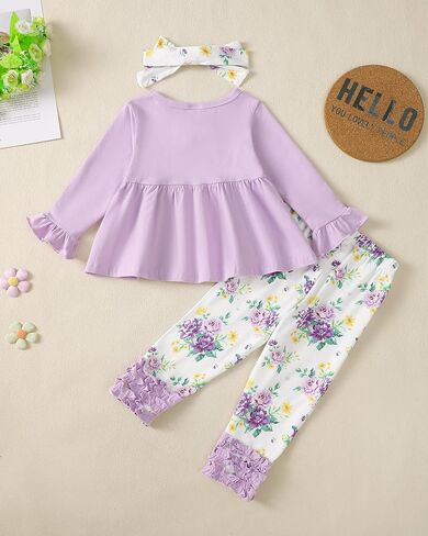 18 Months Girl Clothes Toddler Baby 24 Months Girls Clothes Cute Gray Pants Ruffle Long Sleeve Top 18-24 Months Girl Clothing Winter Fall Outfit Sets in Saudi Arabia