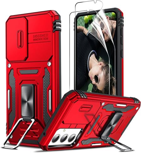 LeYi Compatible for Samsung A55 5G Case: Galaxy A55 Case with 2 Pack HD Screen Protectors, Heavy Duty with Slide Camera Cover & Magnetic 360°Rotatable Ring Kickstand for Galaxy A55, Navy Blue in Saudi Arabia