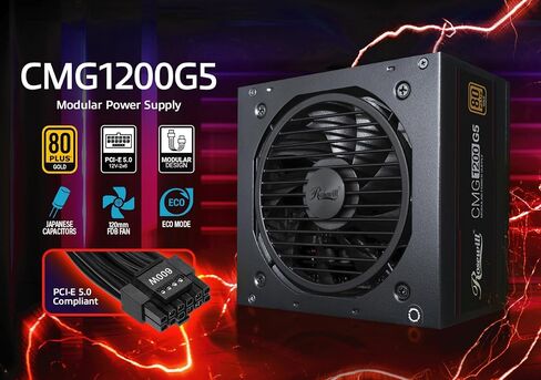 Rosewill CMG1000G5 PCIE 5.0, 80 Gold Full Modular Gaming Power Supply, 12VHPWR Cable, 4080 4090 ATX 3.0 Compatible, 1000W PSU in Saudi Arabia