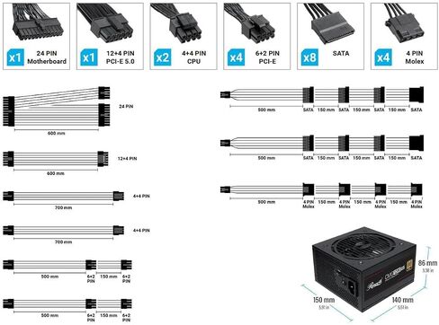 Rosewill CMG1000G5 PCIE 5.0, 80 Gold Full Modular Gaming Power Supply, 12VHPWR Cable, 4080 4090 ATX 3.0 Compatible, 1000W PSU in Saudi Arabia