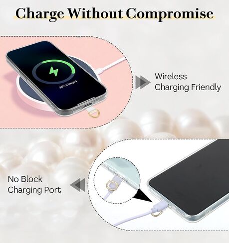 Pearl Phone Strap, 47" Cell Phone Chain, Cell Phone Lanyards with Tether Tab for Women Girls, Universal Pearl Phone Lanyard, Anti-theft Beaded Phone Lanyard Around the Neck for Most Smartphones, White in Saudi Arabia