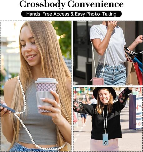 Pearl Phone Strap, 47" Cell Phone Chain, Cell Phone Lanyards with Tether Tab for Women Girls, Universal Pearl Phone Lanyard, Anti-theft Beaded Phone Lanyard Around the Neck for Most Smartphones, White in Saudi Arabia