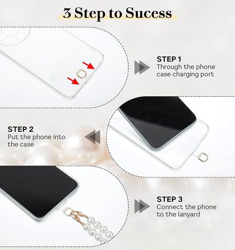 Pearl Phone Strap, 47" Cell Phone Chain, Cell Phone Lanyards with Tether Tab for Women Girls, Universal Pearl Phone Lanyard, Anti-theft Beaded Phone Lanyard Around the Neck for Most Smartphones, White in Saudi Arabia