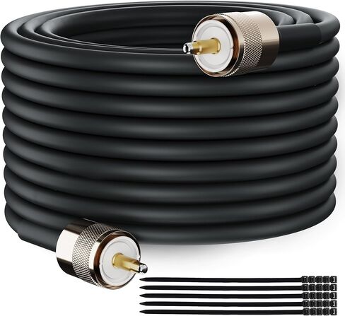 Elecan Ham Radio CB Coax Cable 50 Ohm RG58 Coaxial Cable 50 Ft, UHF Male PL-259 Low Loss Digital Coax UHF Jumper Cable for Antenna Analyzer, SWR Meter, HF/VHF, Dummy Load in Saudi Arabia