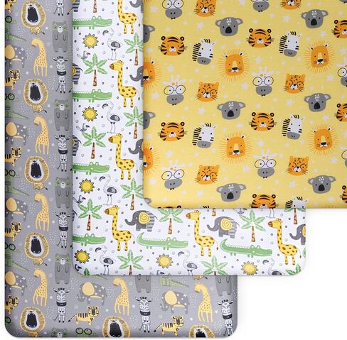 Fitted Crib Sheets by Grow Wild | 3 Pack Soft Stretchy Jersey Cotton Fitted Crib Sheet | Breathable Baby Crib Sheets with Adorable Nautical Design in Saudi Arabia