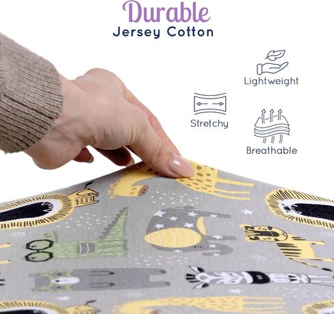 Fitted Crib Sheets by Grow Wild | 3 Pack Soft Stretchy Jersey Cotton Fitted Crib Sheet | Breathable Baby Crib Sheets with Adorable Nautical Design in Saudi Arabia