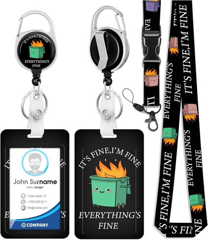 Plifal ID Badge Holder with Lanyard and Retractable Badge Reel Clip, Cute Funny Cat Name Tag Lanyard Vertical ID Protector Bage Clips for Nurse Nursing Doctor Teacher Student Women in Saudi Arabia