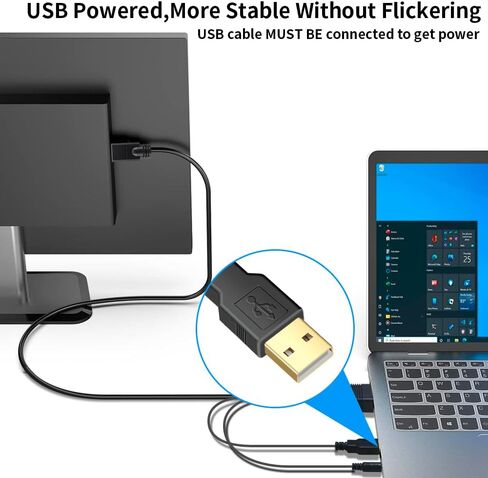 VGA (Sources) to HDMI(Display) Cable 30ft with Audio, VGA to HDMI Adapter Converter Cord Cable Compatible Well Witch Computer/Projector/Laptop to Monitor/TV/Desktop in Kuwait