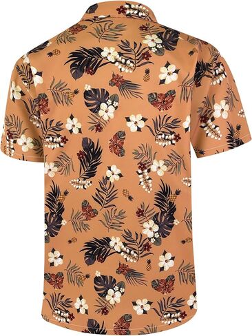 قميص هاواي رجالي بأكمام قصيرة ومطبوع بالزهور، قمصان كاجوال بأزرار للصيف والشاطئ ألوها للرجال in Kuwait