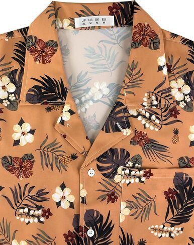قميص هاواي رجالي بأكمام قصيرة ومطبوع بالزهور، قمصان كاجوال بأزرار للصيف والشاطئ ألوها للرجال in Kuwait