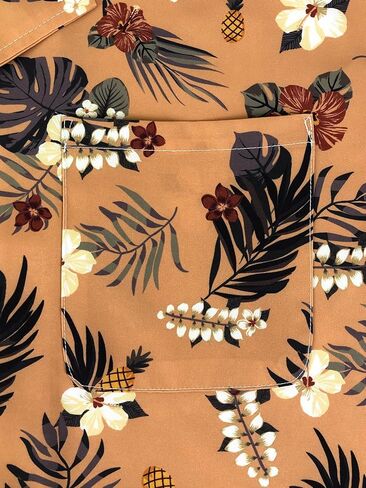 قميص هاواي رجالي بأكمام قصيرة ومطبوع بالزهور، قمصان كاجوال بأزرار للصيف والشاطئ ألوها للرجال in Kuwait