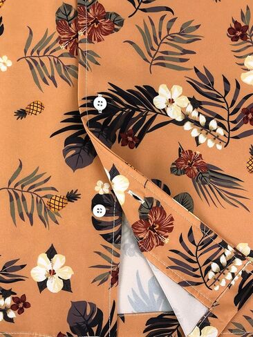 قميص هاواي رجالي بأكمام قصيرة ومطبوع بالزهور، قمصان كاجوال بأزرار للصيف والشاطئ ألوها للرجال in Kuwait