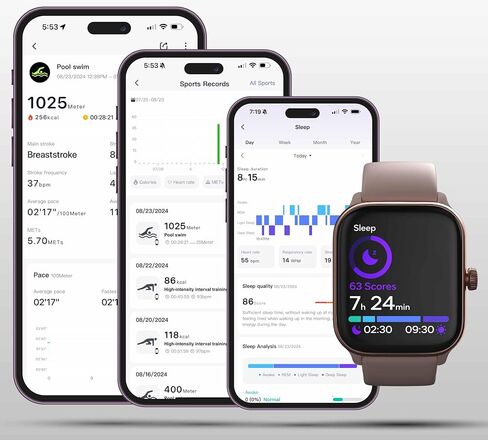 Spade & Co Health Smartwatch 4 - Smartwatch for Men & Women, Heart Rate, Sleep & SpO2 Monitor, Pedometer, Fitness Tracker, Answer/Make Calls IP68 Waterproof iOS & Android Compatible - 10+ Days Battery in Kuwait