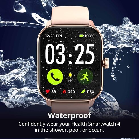 Spade & Co Health Smartwatch 4 - Smartwatch for Men & Women, Heart Rate, Sleep & SpO2 Monitor, Pedometer, Fitness Tracker, Answer/Make Calls IP68 Waterproof iOS & Android Compatible - 10+ Days Battery in Kuwait