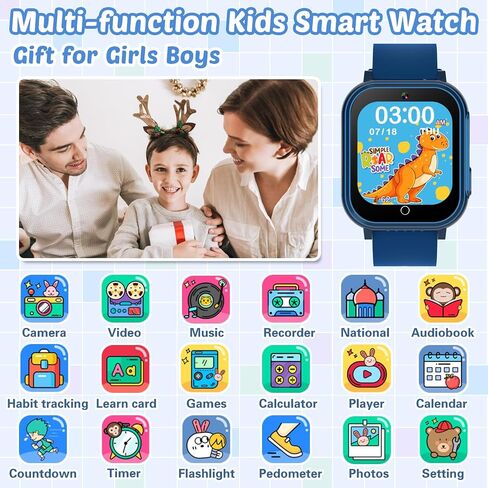 Waterproof Smart Watch for Kids Toys for Boys Age 5-12 with 32 Games, Dual Camera, Habit Tracking, Music Player, Video, Alarm Clock, HD Touchscreen Kids Smart Watch Birthday Gift for 3-12 Year Old in Saudi Arabia