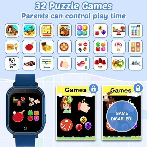 Waterproof Smart Watch for Kids Toys for Boys Age 5-12 with 32 Games, Dual Camera, Habit Tracking, Music Player, Video, Alarm Clock, HD Touchscreen Kids Smart Watch Birthday Gift for 3-12 Year Old in Saudi Arabia