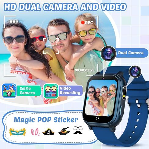 Waterproof Smart Watch for Kids Toys for Boys Age 5-12 with 32 Games, Dual Camera, Habit Tracking, Music Player, Video, Alarm Clock, HD Touchscreen Kids Smart Watch Birthday Gift for 3-12 Year Old in Saudi Arabia