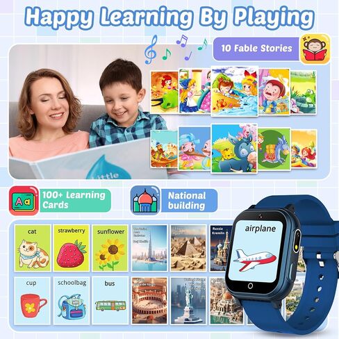 Waterproof Smart Watch for Kids Toys for Boys Age 5-12 with 32 Games, Dual Camera, Habit Tracking, Music Player, Video, Alarm Clock, HD Touchscreen Kids Smart Watch Birthday Gift for 3-12 Year Old in Saudi Arabia