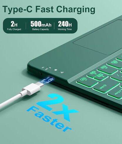 Hamile for iPad Pro 11-inch Case with Keyboard (M4) - Magnetic Wireless Keyboard with Multi-Touch Trackpad 7 Colors Backlit Stain Proof Folio Keyboard Cover for iPad Pro 11 Inch 2024 - Pine Green in Saudi Arabia