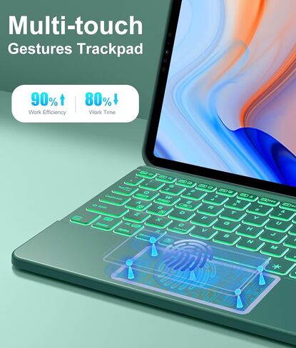 Hamile for iPad Pro 11-inch Case with Keyboard (M4) - Magnetic Wireless Keyboard with Multi-Touch Trackpad 7 Colors Backlit Stain Proof Folio Keyboard Cover for iPad Pro 11 Inch 2024 - Pine Green in Saudi Arabia