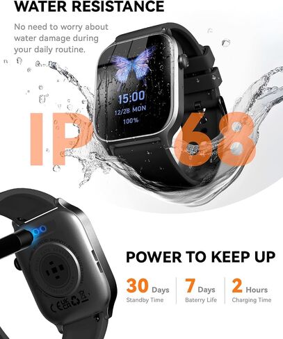 Smart Watch for Men Women- Answer/Make Call, 2024 IP68 Waterproof Fitness Tracker Watch with Heart Rate Monitor Sleep Step Counter Activity Smartwatch for Samsung Andriod iPhone iOS Compatible in Saudi Arabia