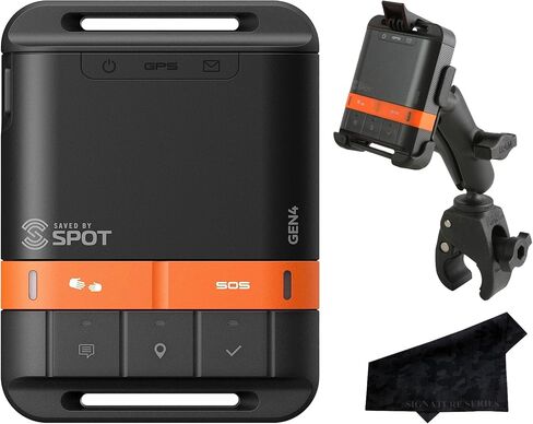 SPOT Gen 4 Satellite GPS Messenger | Handheld Portable Tracker for Hiking, Camping, Backpacking, Outdoor Activities | Signature Series Lens Cloth Bundle | Subscription Applicable in Saudi Arabia