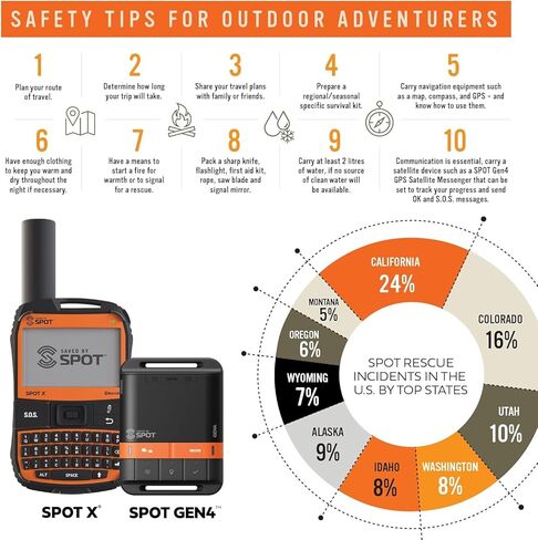 SPOT Gen 4 Satellite GPS Messenger | Handheld Portable Tracker for Hiking, Camping, Backpacking, Outdoor Activities | Signature Series Lens Cloth Bundle | Subscription Applicable in Saudi Arabia