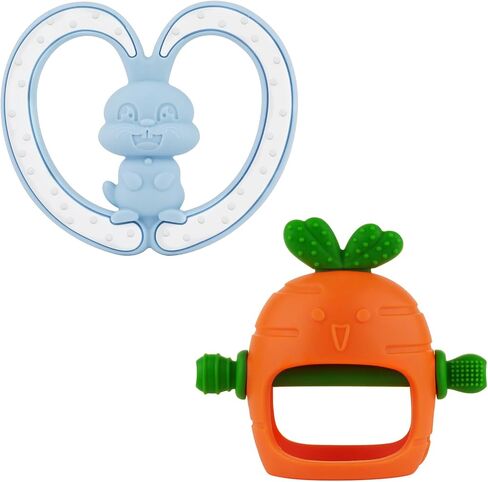 Chuya Baby Teething Toys Baby Teether for Babies 0-24 Months Carrot Hand Teethers Teething Relief Sore Gums Baby Toys for Infants in Saudi Arabia