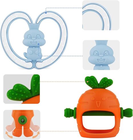 Chuya Baby Teething Toys Baby Teether for Babies 0-24 Months Carrot Hand Teethers Teething Relief Sore Gums Baby Toys for Infants in Saudi Arabia