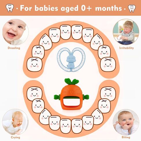 Chuya Baby Teething Toys Baby Teether for Babies 0-24 Months Carrot Hand Teethers Teething Relief Sore Gums Baby Toys for Infants in Saudi Arabia