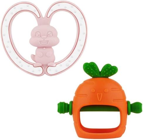 Chuya Baby Teething Toys Baby Teether for Babies 0-24 Months Carrot Hand Teethers Teething Relief Sore Gums Baby Toys for Infants in Saudi Arabia