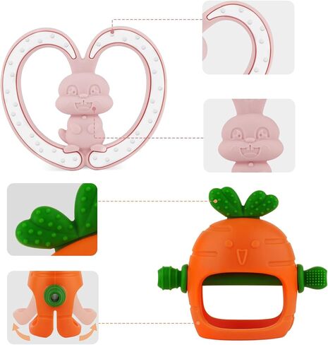 Chuya Baby Teething Toys Baby Teether for Babies 0-24 Months Carrot Hand Teethers Teething Relief Sore Gums Baby Toys for Infants in Saudi Arabia
