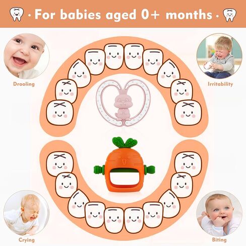 Chuya Baby Teething Toys Baby Teether for Babies 0-24 Months Carrot Hand Teethers Teething Relief Sore Gums Baby Toys for Infants in Saudi Arabia