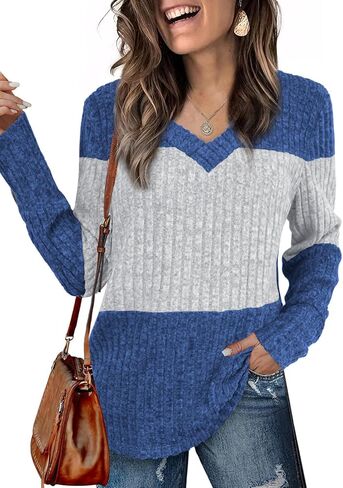 قمصان نسائية خريفية عصرية، سترات نسائية برقبة على شكل V وأكمام طويلة، بلوفر كاجوال خفيف الوزن in Kuwait