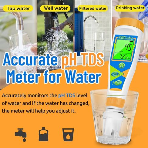 pH Meter for Water Digital EC and PPM Meter for Hydroponics Nutrient 4 in 1 pH EC TDS Temperature Tester with Large Display for Indoor Plant Grow DWC Setup Aeroponic Pool Aquarium in Saudi Arabia