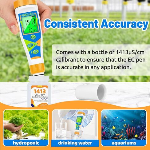 pH Meter for Water Digital EC and PPM Meter for Hydroponics Nutrient 4 in 1 pH EC TDS Temperature Tester with Large Display for Indoor Plant Grow DWC Setup Aeroponic Pool Aquarium in Saudi Arabia