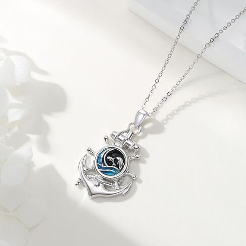 YEESIA Anchor Necklace for Men Sterling Silver Nautical Sailor Navy Mooring Rope Necklaces Anchor Compass Pendant Jewelry Valentine's Day Birthday Graduation Gift for Boys Women in Kuwait