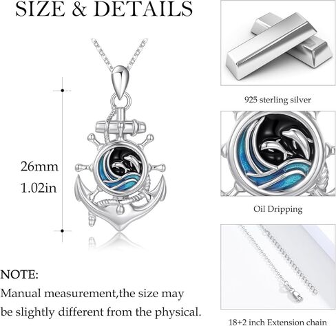 YEESIA Anchor Necklace for Men Sterling Silver Nautical Sailor Navy Mooring Rope Necklaces Anchor Compass Pendant Jewelry Valentine's Day Birthday Graduation Gift for Boys Women in Kuwait