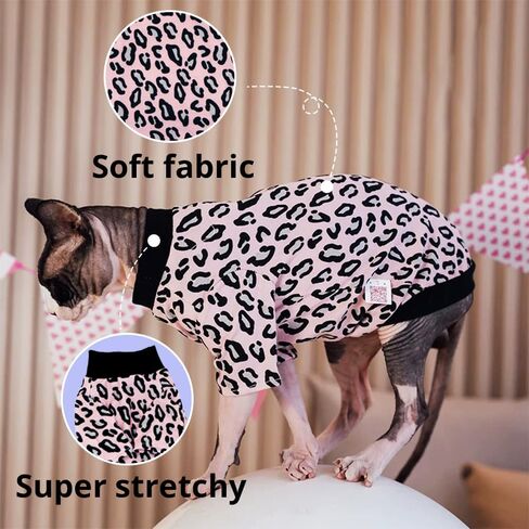 Sphynx Cat Clothes, Hairless Cat Shirt, Soft Stretchy Sweater for Cats, Breathable Cat Daily Outfit, Cat Pullover for Cornish Rex, Devon Rex (Pink Cartoon, XXL (8.5-12lbs)) in Saudi Arabia