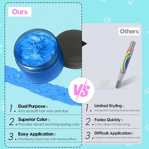 Hair Color For Dog, Washable Hair Wax Color Temporary Pet Safe Hair Color Cream for DIY Large Boy & Girl Puppy Stuff Accessories, Funny Birthday Gifts to Cat Lovers in Saudi Arabia