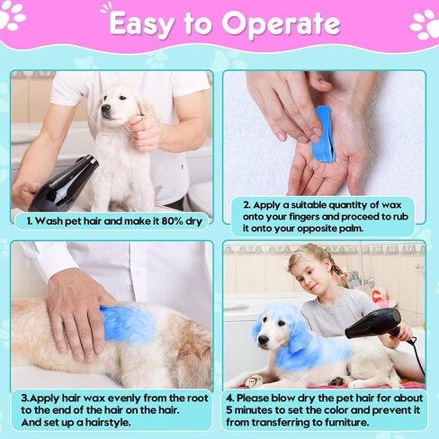 Hair Color For Dog, Washable Hair Wax Color Temporary Pet Safe Hair Color Cream for DIY Large Boy & Girl Puppy Stuff Accessories, Funny Birthday Gifts to Cat Lovers in Saudi Arabia