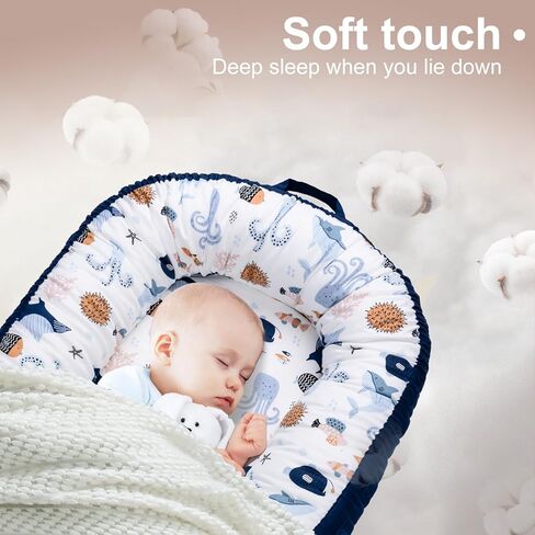 Baby Lounger for Newborn Infant Nest Portable Co Sleeper in Bed Newborn Lounger for 0-24 Months Adjustable 100% Cotton Soft Baby Floor Seat for Travel Boys & Girls Essentials Gift Baby Soft Snuggle in Kuwait